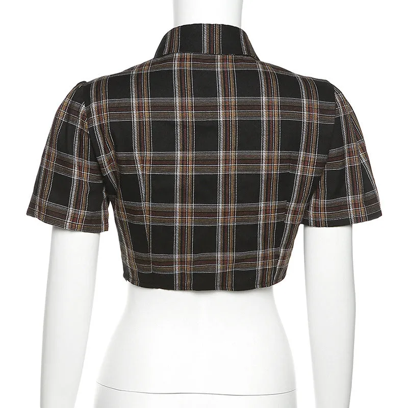 2022 summer new chic sexy slim fit lapel collar irregular cardigan waist cut T-shirt women shirt