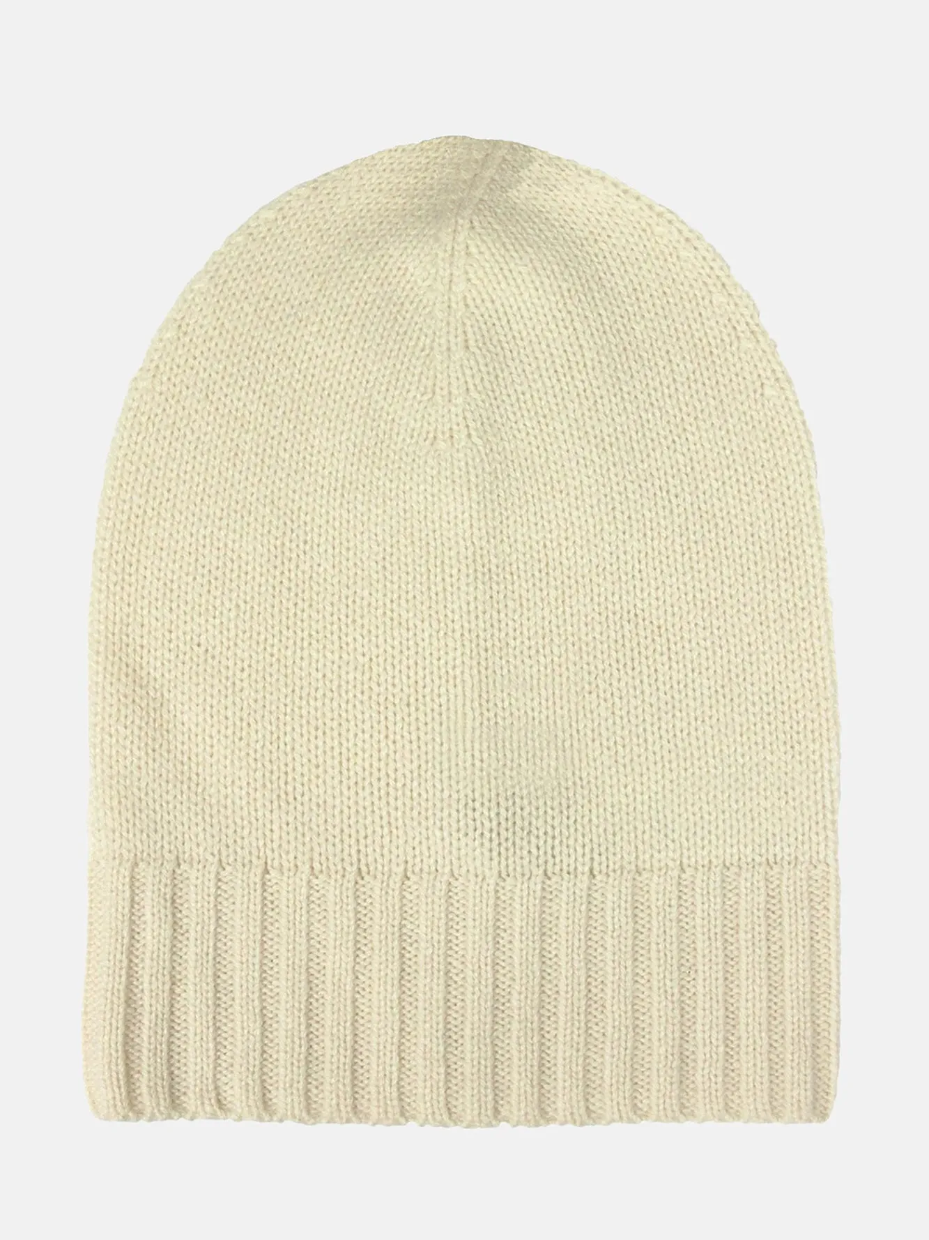 Cashmere Slouchy Cuff Beanie- Ivory