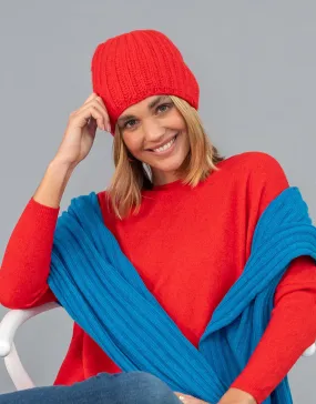 Cashmere Winter Warmer Beanie in Fire