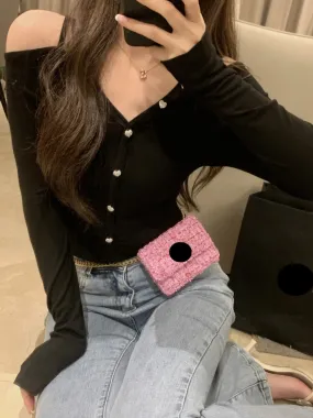 Halter Knit Off-Shoulder Cropped Sweater Top