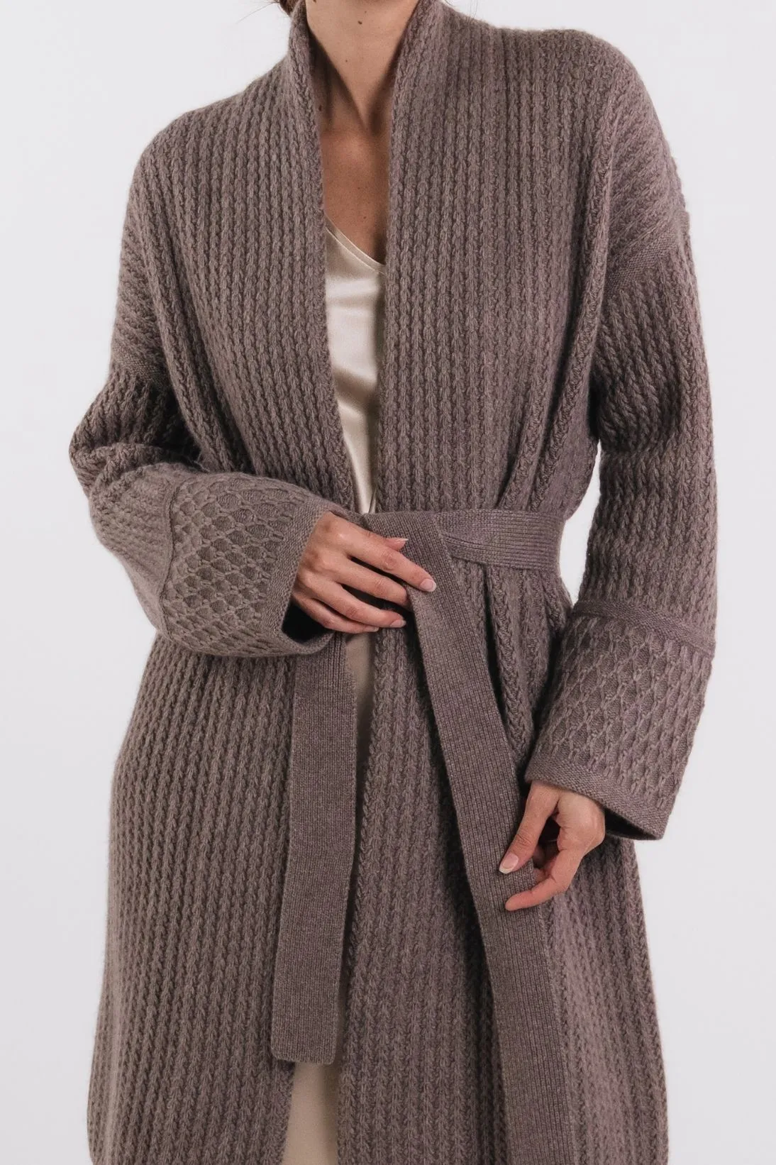 MIXED STITCH CASHMERE CARDIGAN