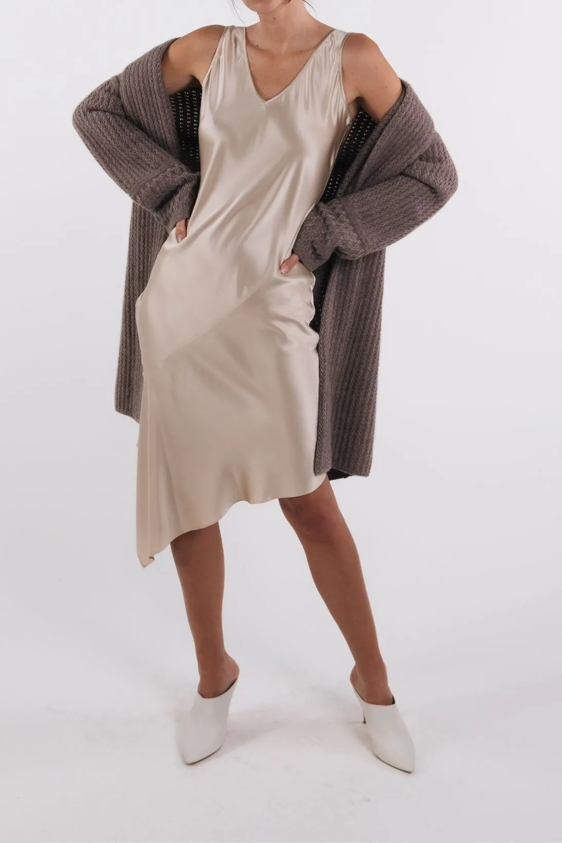 MIXED STITCH CASHMERE CARDIGAN