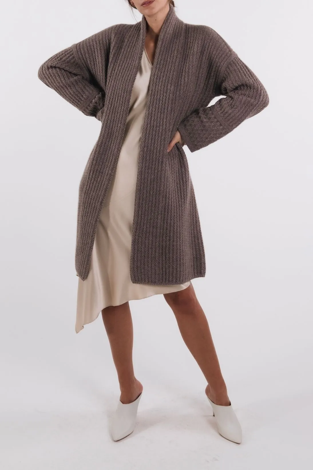 MIXED STITCH CASHMERE CARDIGAN