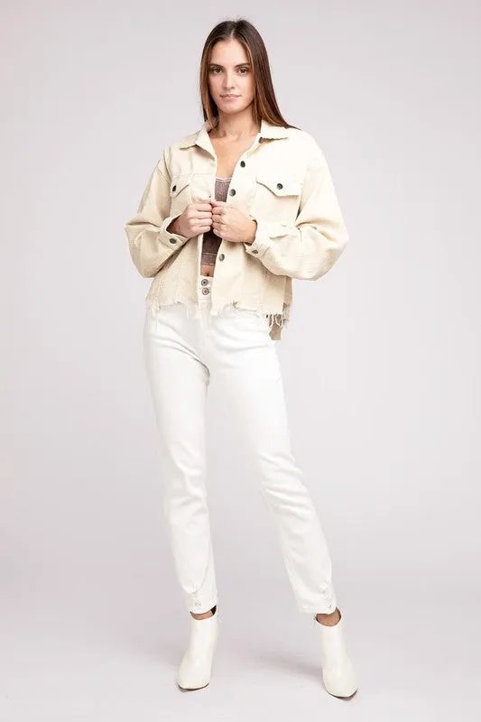 POL Oversized ribbed shacket
