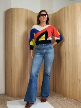 Vintage 80's Colorblock Crop Sweater