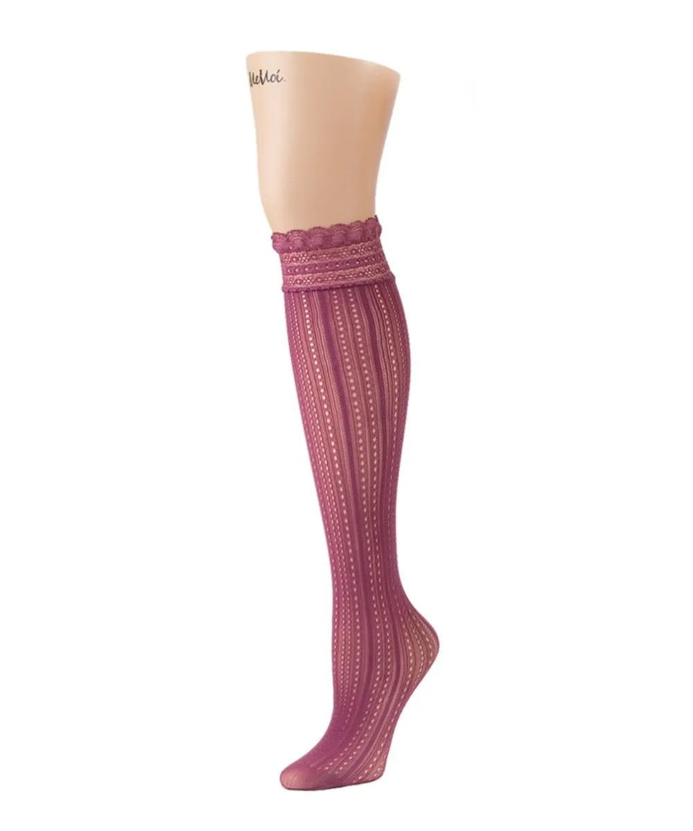 Women's Inner Dot Eyelet Knee High Trouser Socks