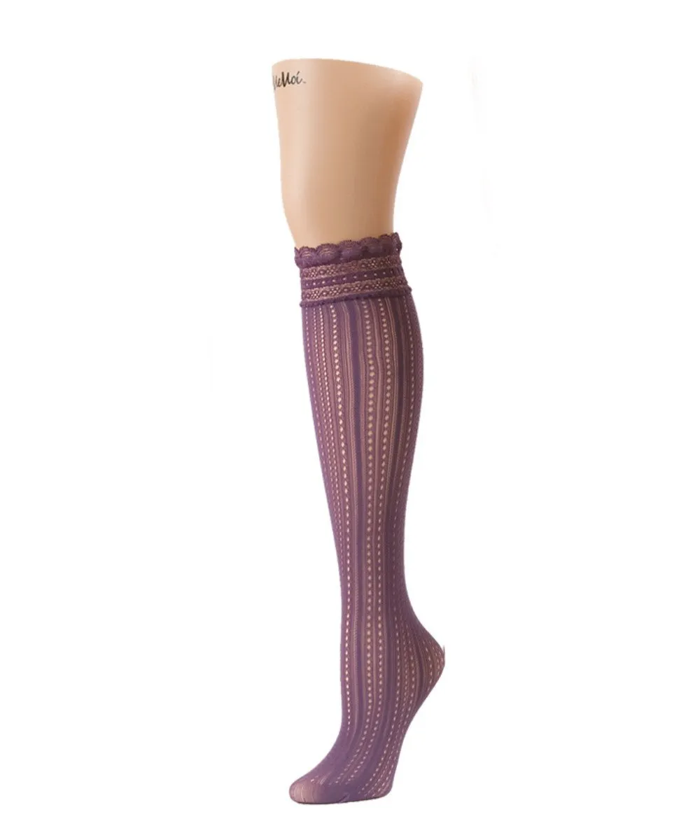 Women's Inner Dot Eyelet Knee High Trouser Socks