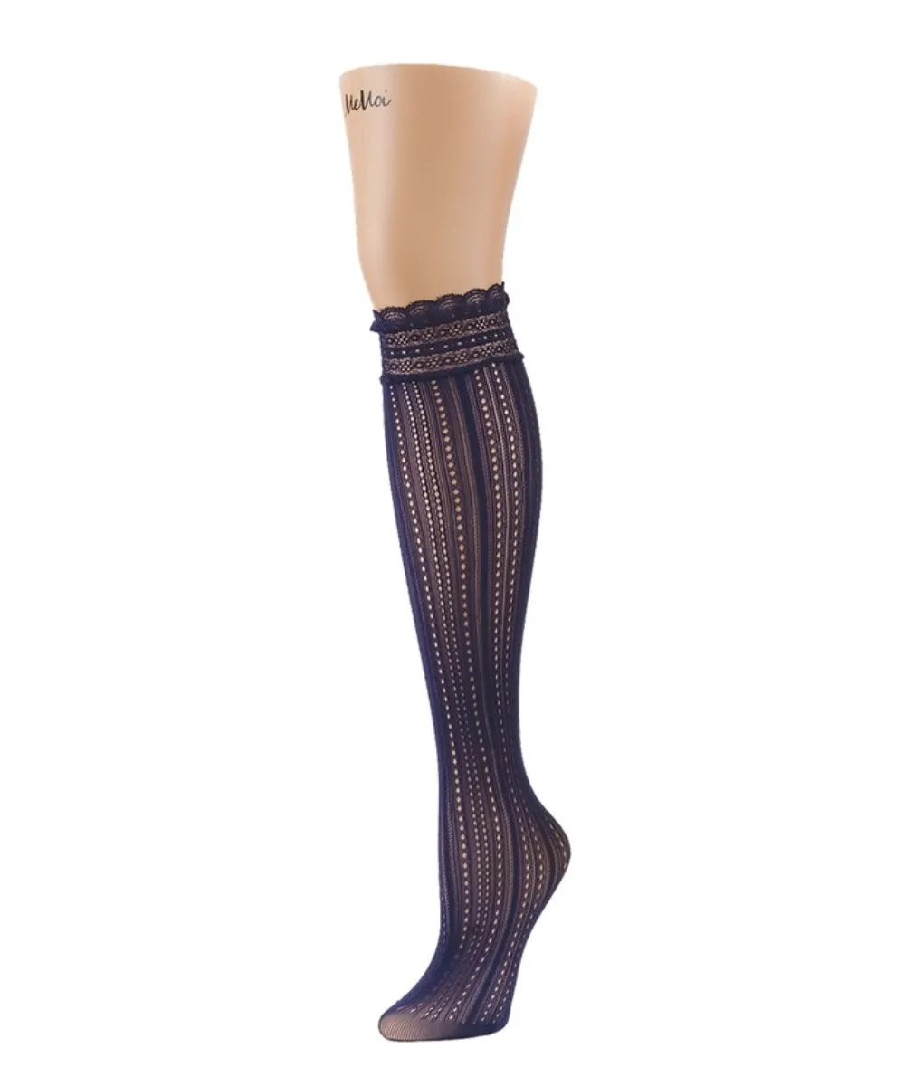 Women's Inner Dot Eyelet Knee High Trouser Socks