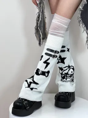 Y2k devil star mesh patchwork leg warmers